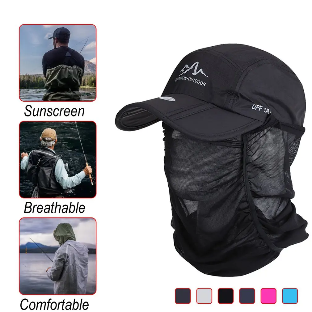 Sports Visor Hat Quick-drying Outdoor Sports Hiking Visor Hat UV Protection Cap Face Neck Cover Fishing Sun Protect Cap Outdoor Protective Uv Hat