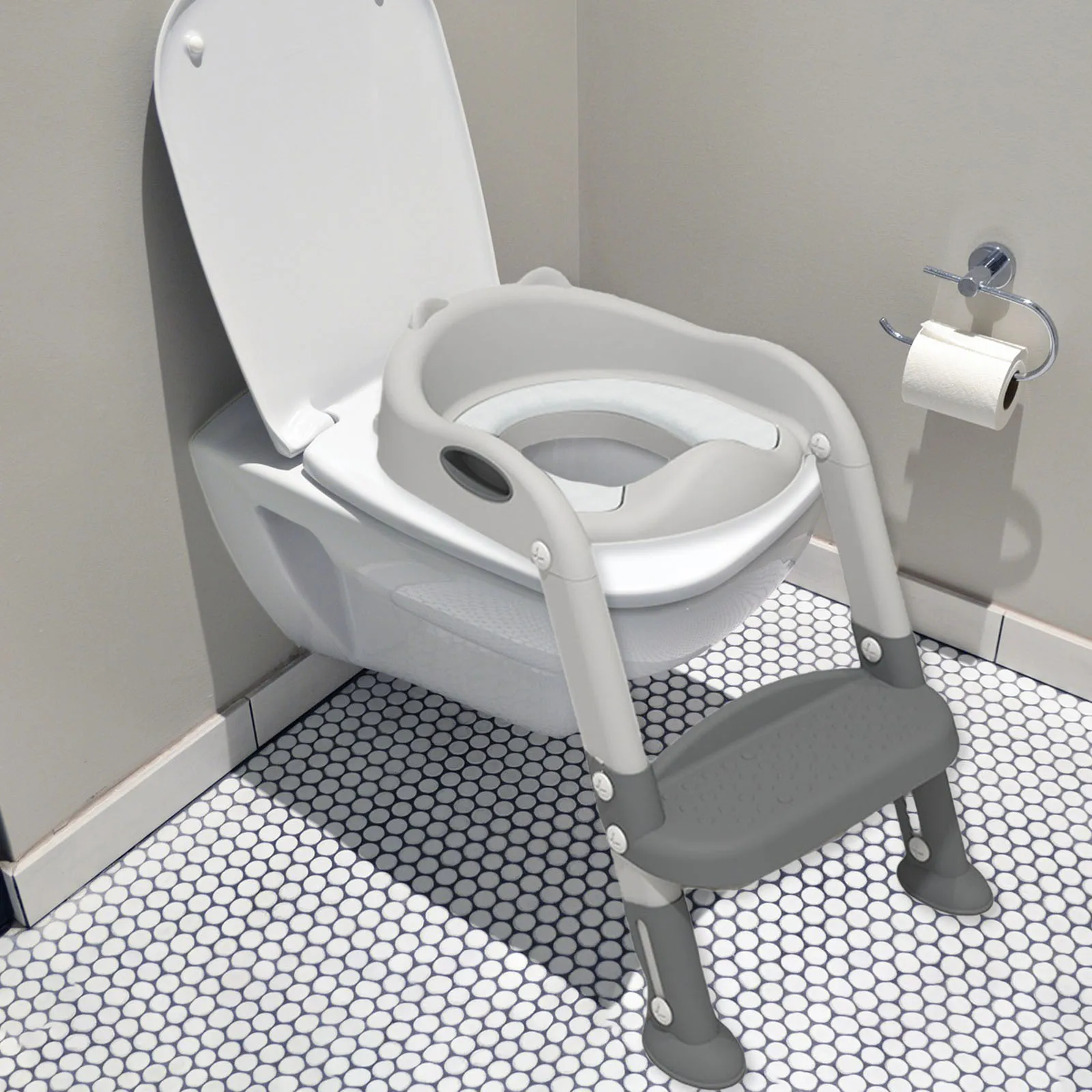 Children Toilet Seat Soft Pad Foldable Adjustable Step Stool Anti-Slip for Kids Comfortable Soft Cushion Toilet Auxiliary Ladder 5