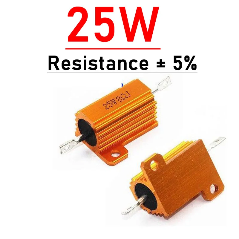 25 Watt 100 Ohm 5% Wirewound Aluminum Shell Resistor - 2-Pack For Inverter, LED, Industrial Control - View #3