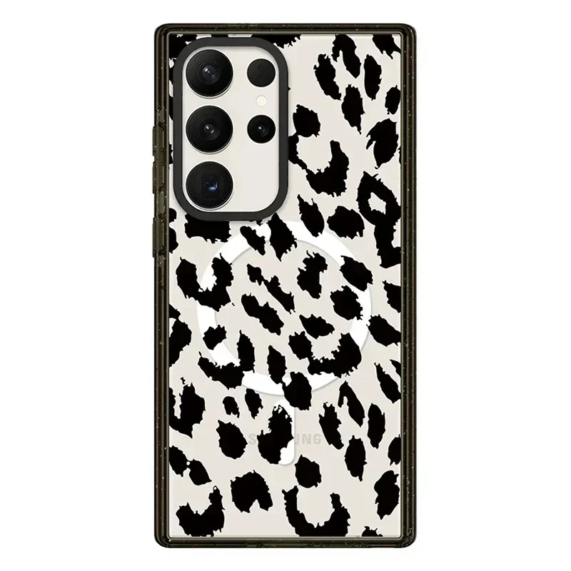 

Leopard MagSafe Acrylic Black Border Case for Samsung Galaxy S24 U S23 U S22 Ultra S24 Plus Cover Shell