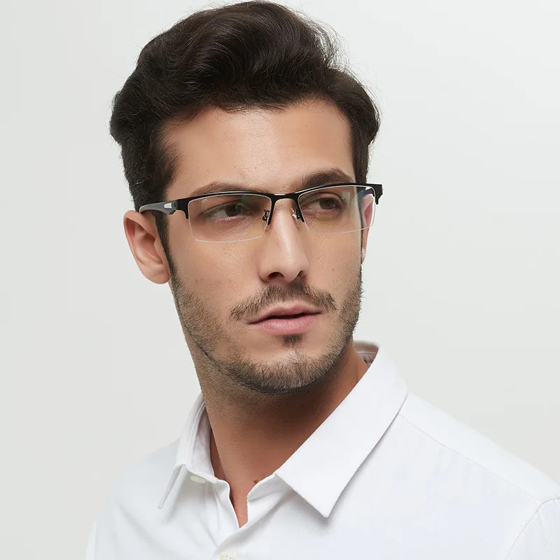 Vintage Unisex Half-Frame Anti Blue Light Business Eyeglasses