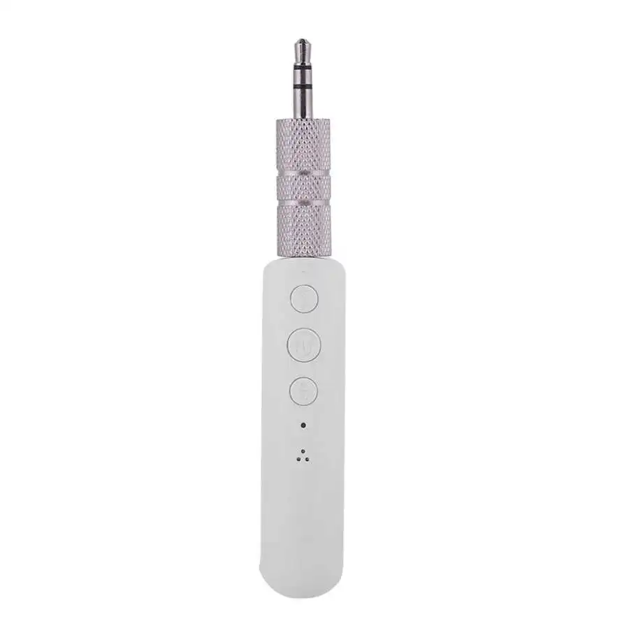 스테레오 사운드 블루투스 수신기 클립, 5 시간 음악, 핸즈프리 통화, 3.5mm AUX 입력 펜, 흰색