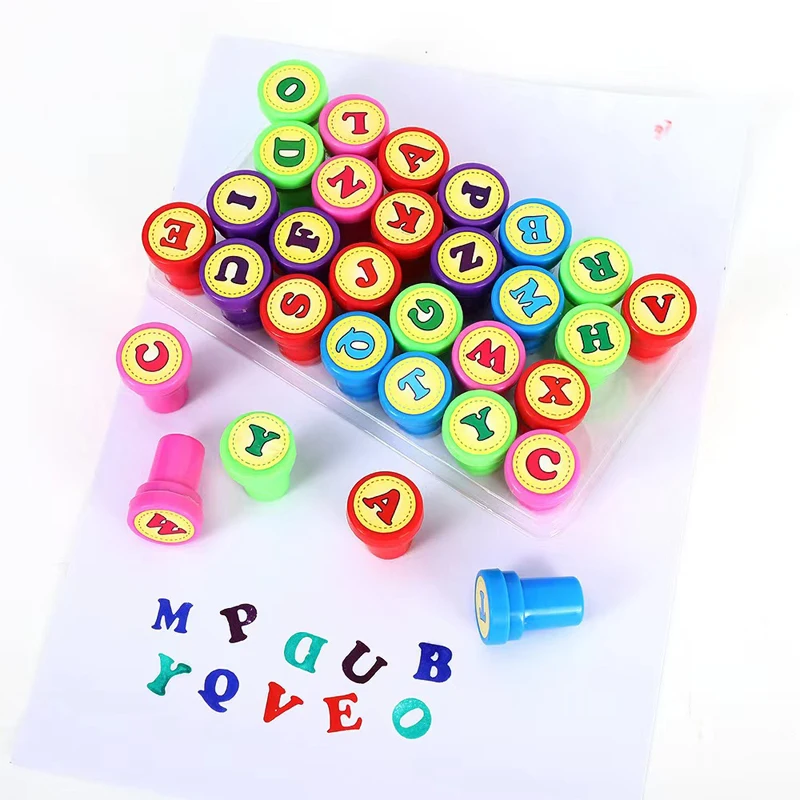 5 pcs MINI Assorted Kids Toy Stamp Princess Animal Alphanumeric Smiley Face Award Stamp DIY Clip Painting Photo Album Decoration