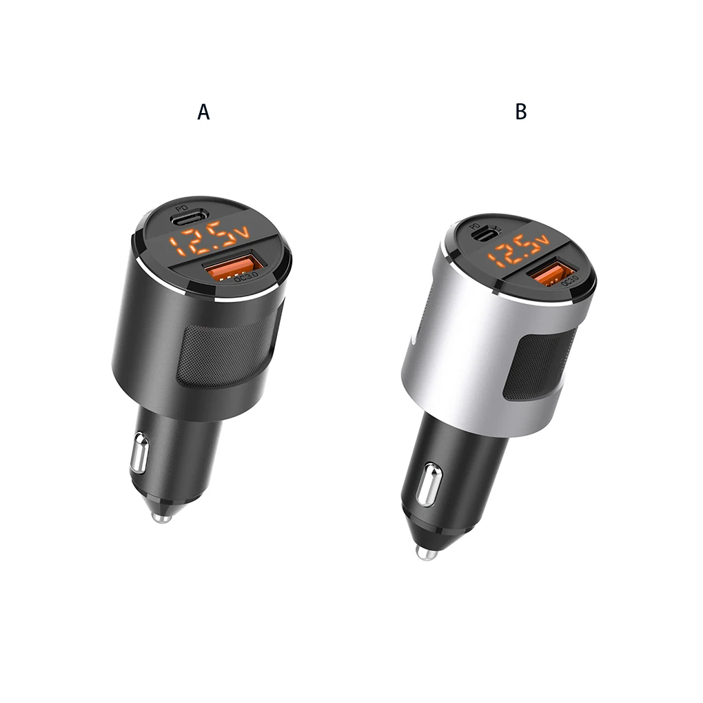 

Car Charger QC 3 0 Fast Charging Adapter 65W 5V 4 2A Car Charger with USB-A USB-C Dual Ports Silver