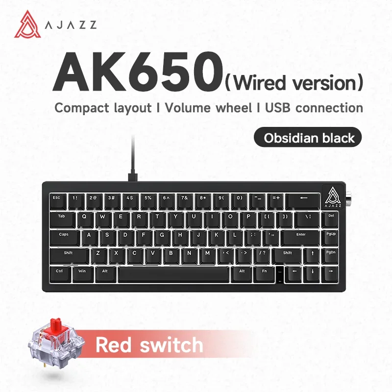 AJAZZ AK650 Gasket Customized Hot Swappable Wired/Bluetooth/wireless Mechanical Keyboard Control Knob Gaming Mechanical Keyboard