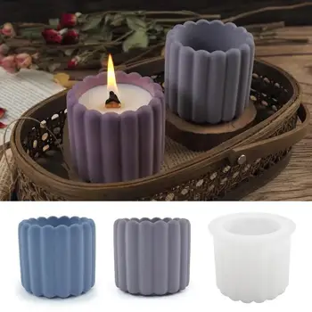 New Vertical Stripe Candle Cup Silicone Mold DIY Cement Gypsum Candle Jar Silicone Mold Aromatherapy Gypsum 2
