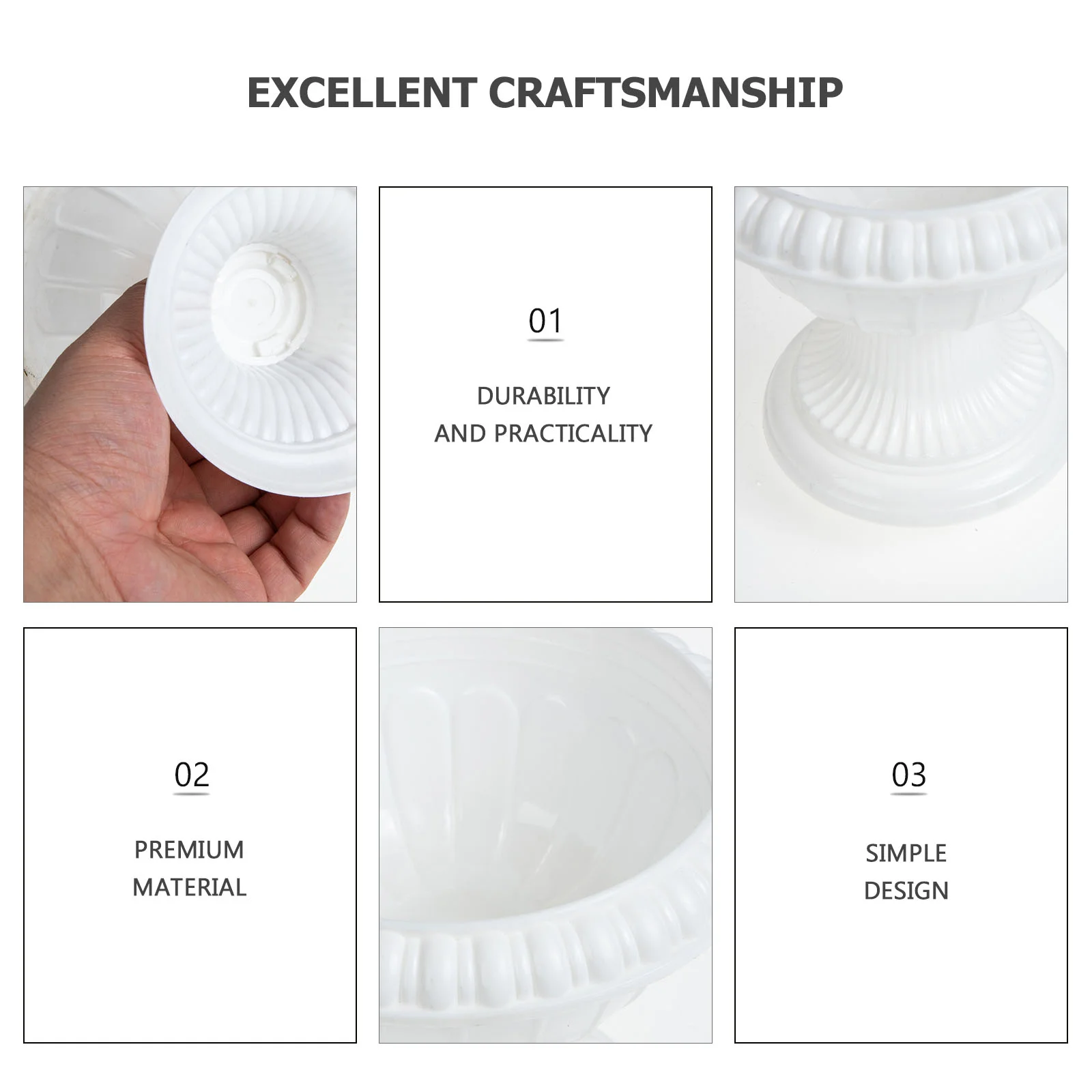 White Urn Planter Pedestal Flower Vase 2