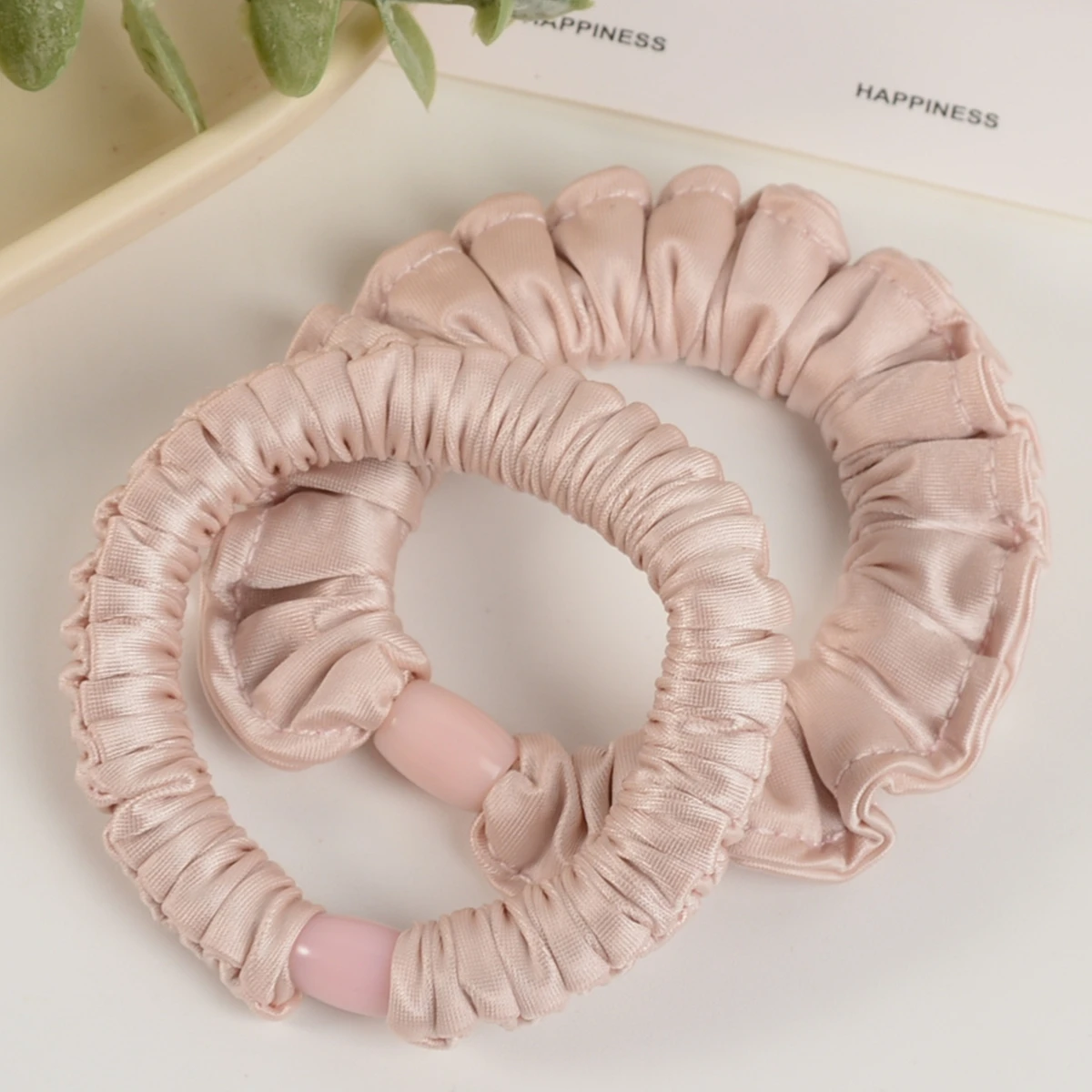 8-teiliges Set aus einfachen, einfarbigen Satin-Haargummis, Haarbändern und Gummibändern für Mädchen zum Binden Ihres Haares, geeignet für den täglichen Freizeitkleidung – Detail 6