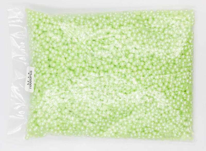 

Bulk Package 2-12mm Peridot Color Flat back ABS round Half Pearl beads, imitation plastic half pearl beads