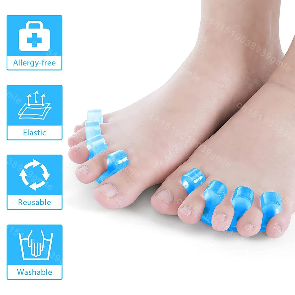 1Pair Soft Silicone Toe Separator Elastic Bunion Hallux Valgus Corrector Silica Gel Foot Toe Spreader Separator Foot Care Tool