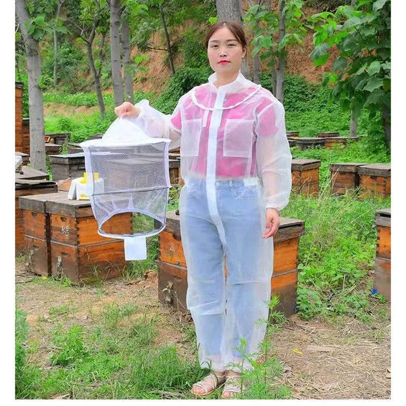 Beekeeping Suit Beekeeping Clothing Beekeeper Suit Safety Protective Jacket with Hat for Anti Bee Fishing Breathable Veil Beekeeping Tools 1 Set
