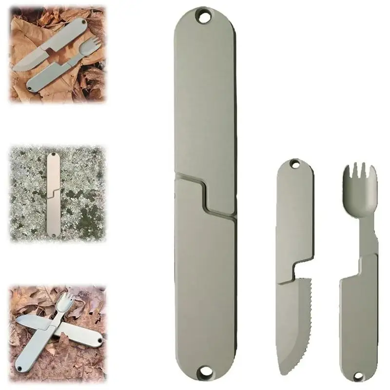 Hiking & Camping Multifunction Flatware Set: Stainless Steel 2 in 1 Fork Spoon