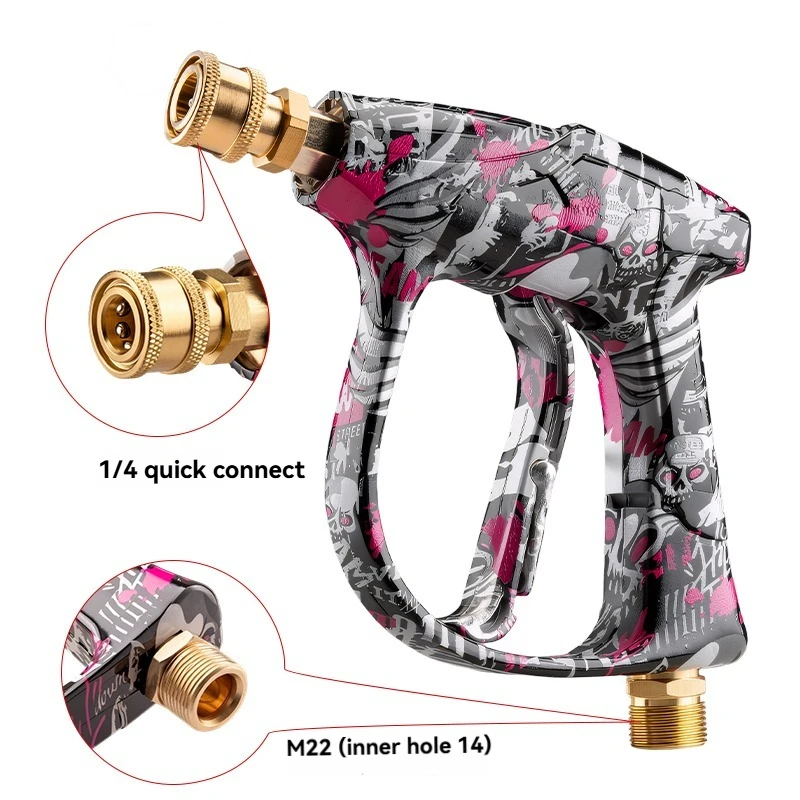 2026년형 새로운 그래피티 고압 세척기 건, 알루미늄 밸브 구리 헤드, 5가지 색상 노즐, 1/4인치 퀵 커넥트