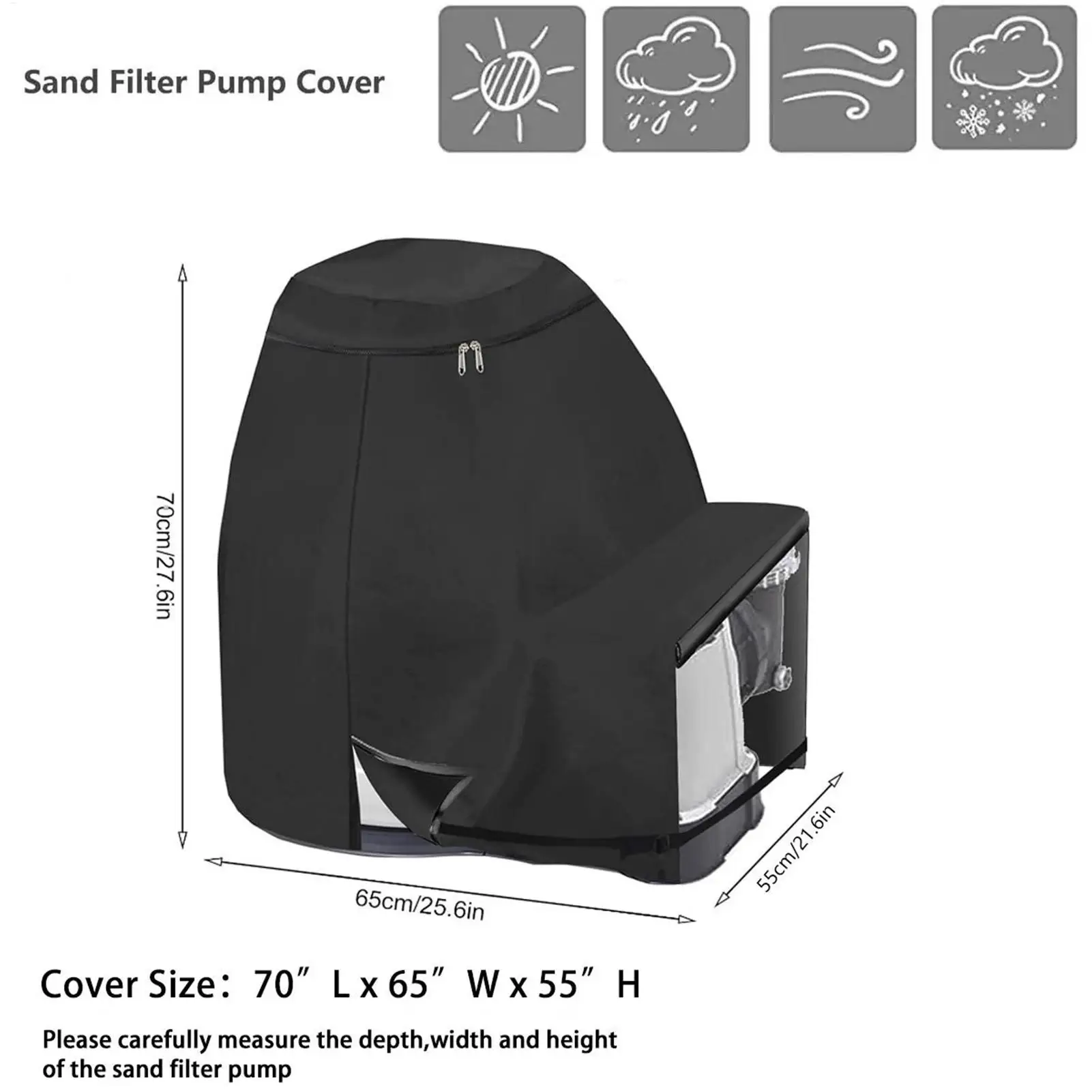 Sand Filter Pump Cover Waterproof Anti-UV Sand Filter Cover Oxford Fabric Sand Pool Pump Cover UV Resistant Zipper Design