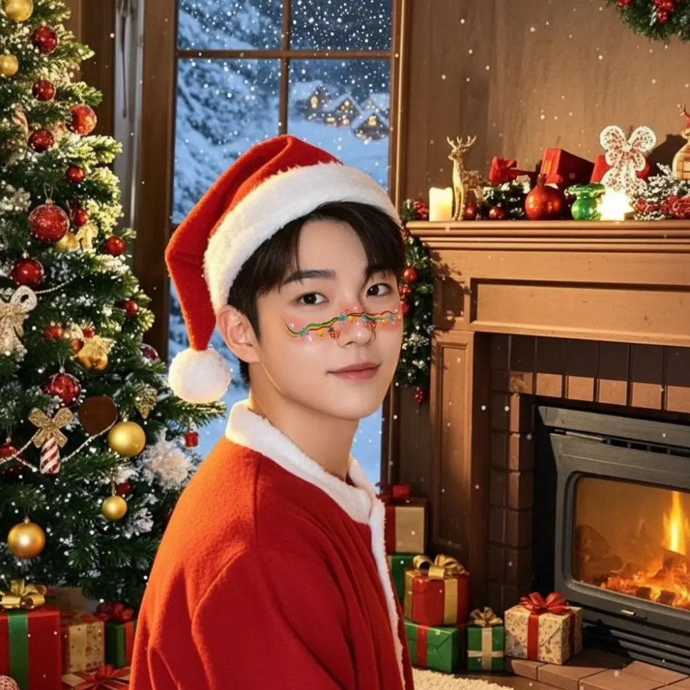 12pcs/set Waterproof Christmas Face Tattoo Colorful Long-lasting Makeup Stamping Cartoon Snowflake/Snowman Temporary Tattoos