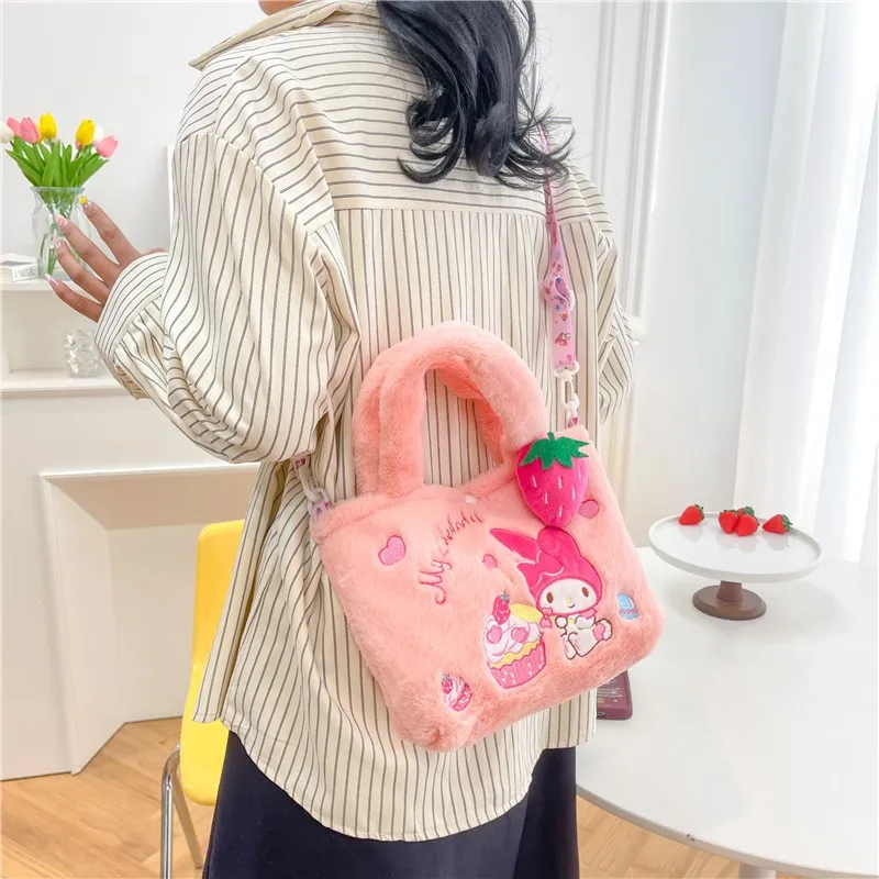 Ladies Handbag Sanrio Hello Kitty Plush Bag Kawaii Kuromi My Melody Cute Cartoon Anime Handbag Cinnamoroll Storage Tote Bags Women Girl Gifts