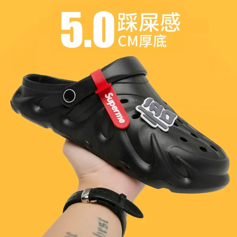 2023 Men's Sandals Slippers Breathable Home Slippers Outdoor Fashion Garden Cape Lovers Water Shoes Men's Black Sandals