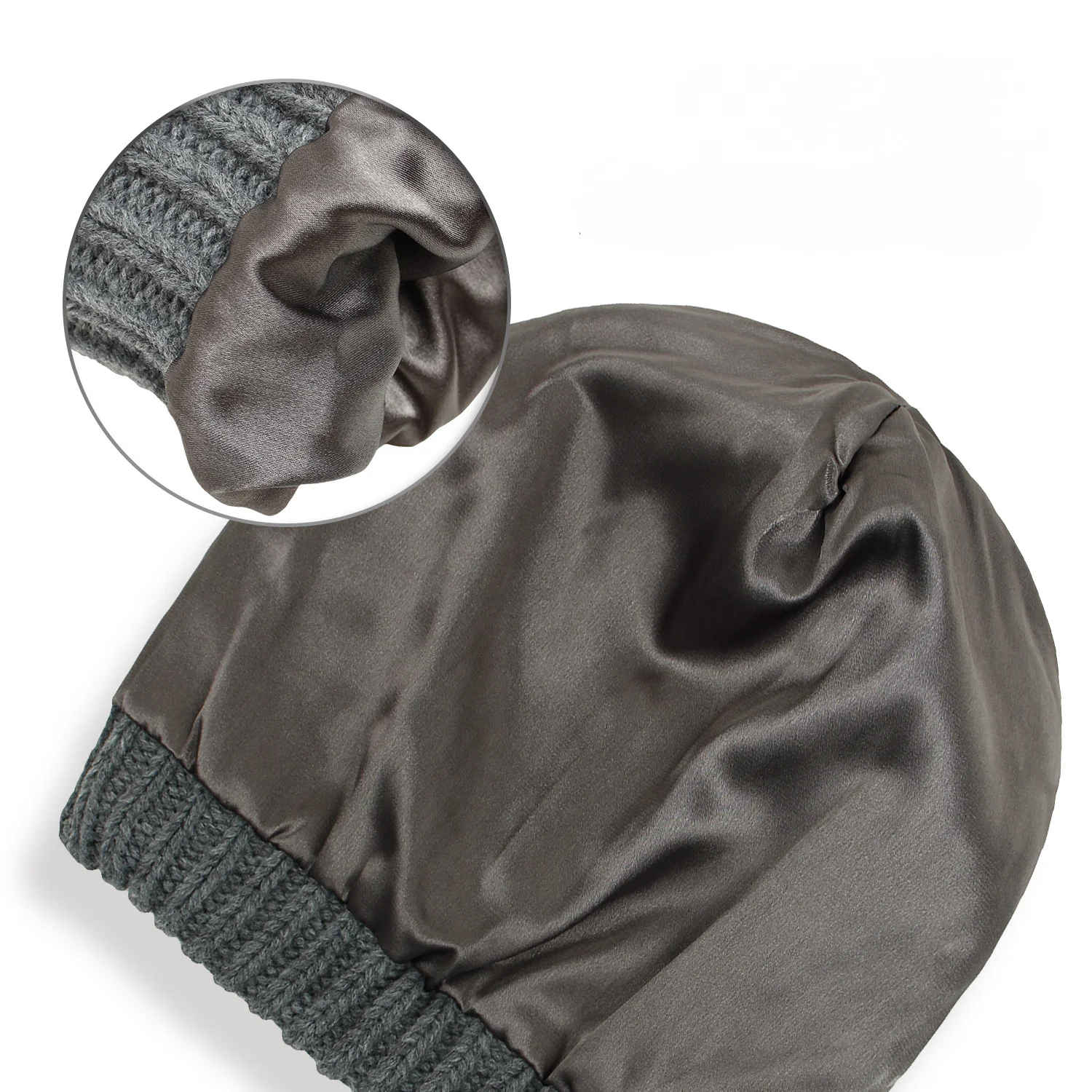 Gant Moufle LP6NO Doublé Polaire Slouchy Bonnet Chunky Baggy Chapeau De Fourrure Pompon Hiver
