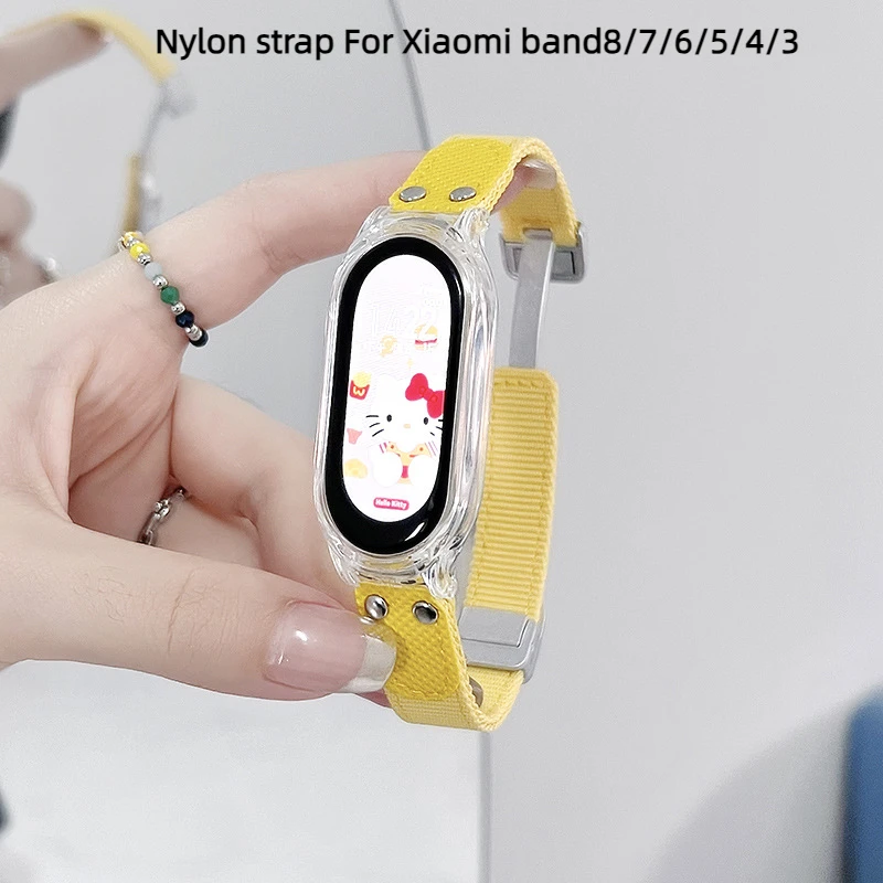 

Нейлоновый ремешок для Mi band 8, спортивный браслет с чехлом, магнитный ремешок для часов Xiaomi mi band 8/7/6/4/3, ремешок для женщин и мужчин, браслет