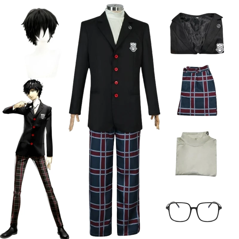 

Game Persona 5 Akira Kurusu Cosplay Costume P5Rain Palace Lotus Ren Amamiya Full Set School Uniform Mens Unisex Blazer Outfit