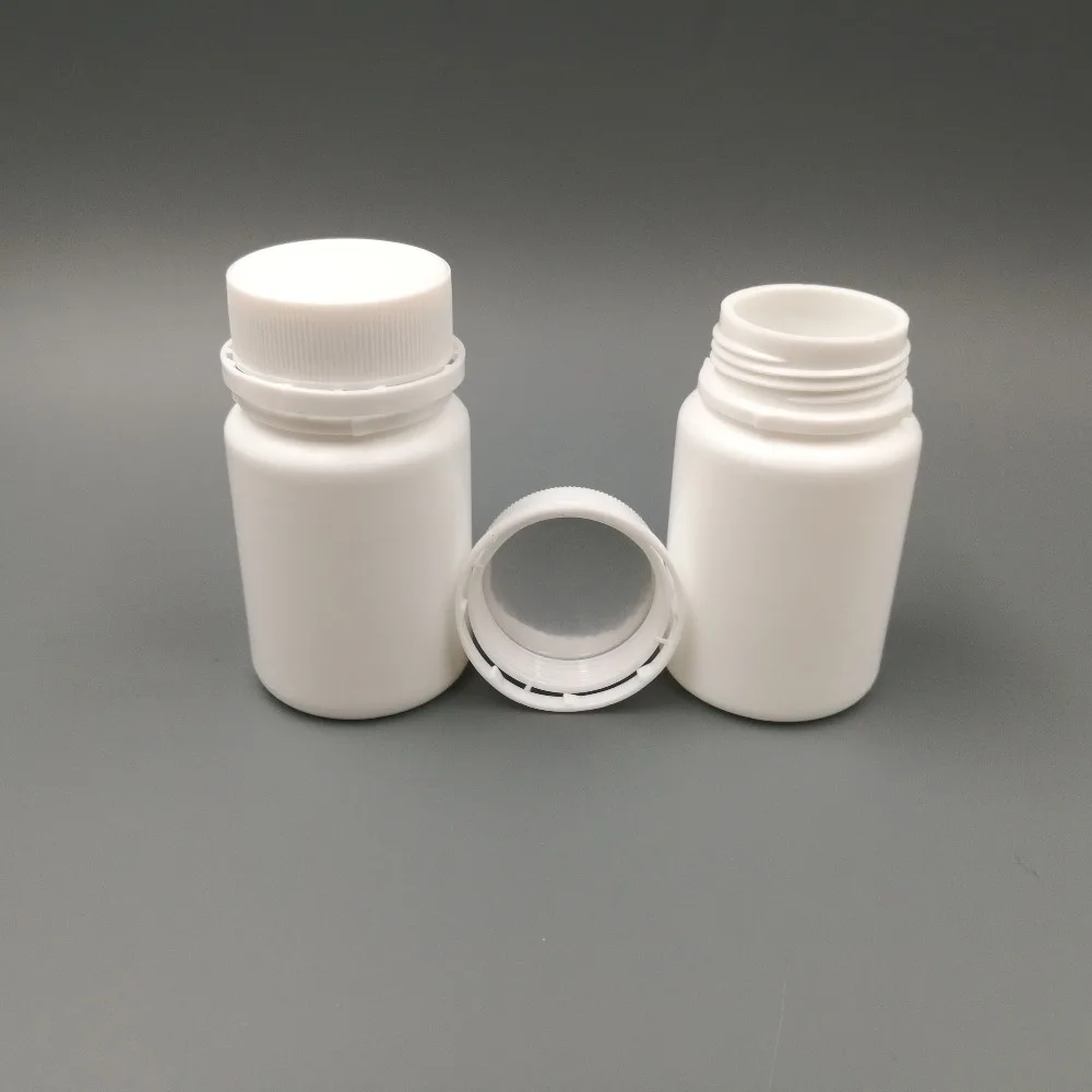 100pcs/lot 50cc 50ml HDPE empty plastic pill bottle tamper proof Cap empty capsule bottle tamper evident cap