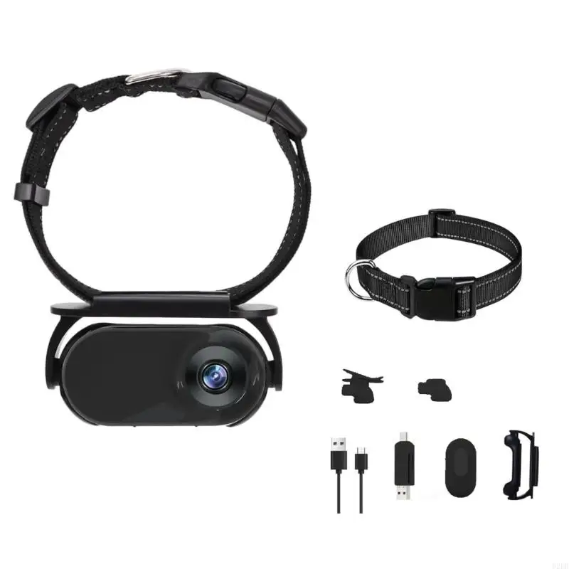02DB Practical Pet Camera Collar Dog Collar Camera with Large Angles for Pet Monitoring Outdoor Training Video