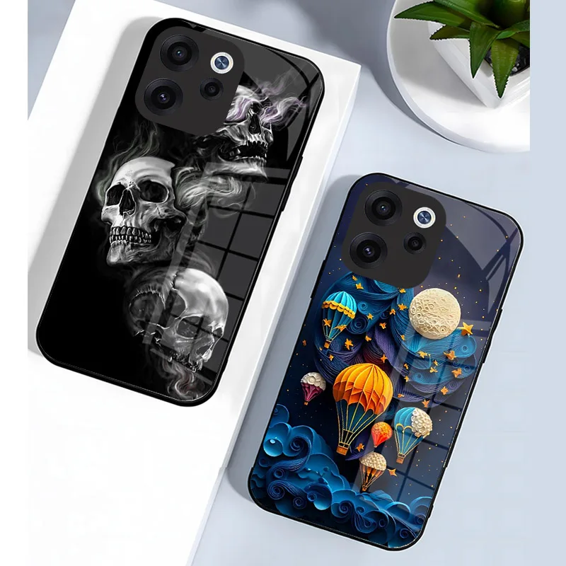 Luxury Shockproof Tempered Glass Phone Case with Full Camera Protection