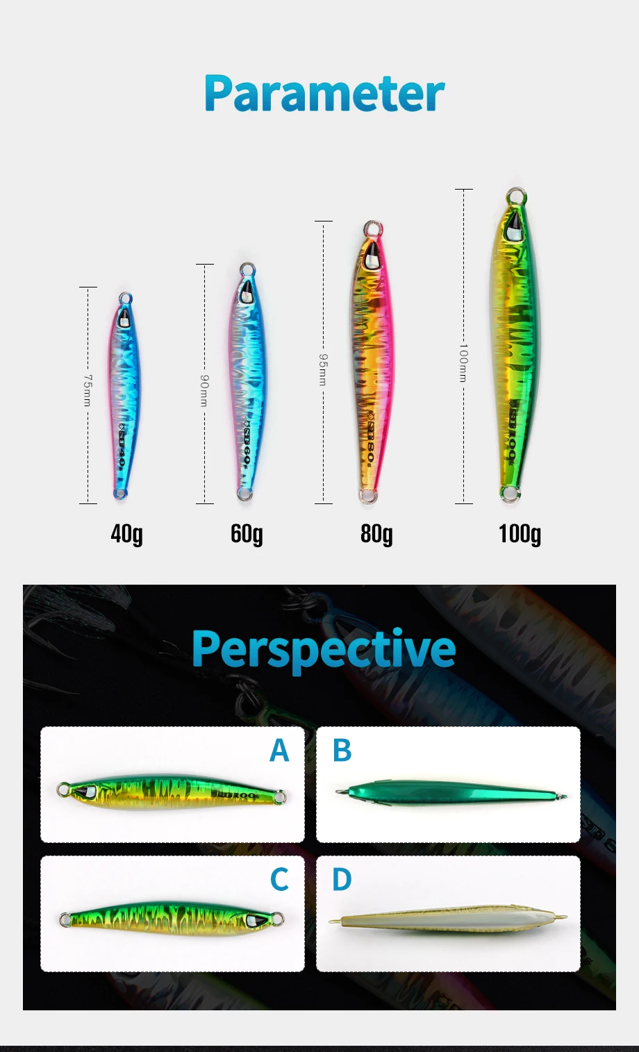 Description Picture 4 of itemSF12 Seafox Fishing Goods 2023 Artificial Baits Sea Fishing Lures Metal Jig 40G 60G 80G 100G Fishing Tackle For Fishing