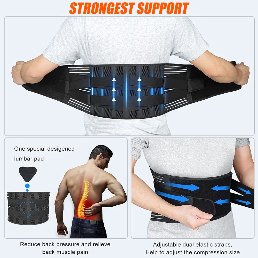 S-3XL Sports Lower Back Brace with 6 Stays Anti-skid Orthopedic