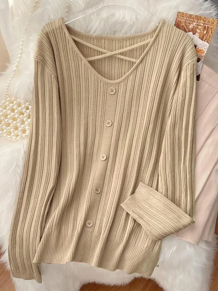 

knit soft jumper tops 2023 New Autumn Winter Tops V-Neck Pullovers Sweaters shirt long sleeve Korean Slim-fit sweater Oversized