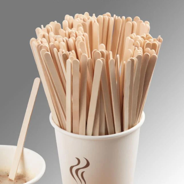 100pcs Natural Wooden tea Coffee Stirrers Cafe Supplies Disposable stir  sticks Kitchen Bar Supplies - AliExpress