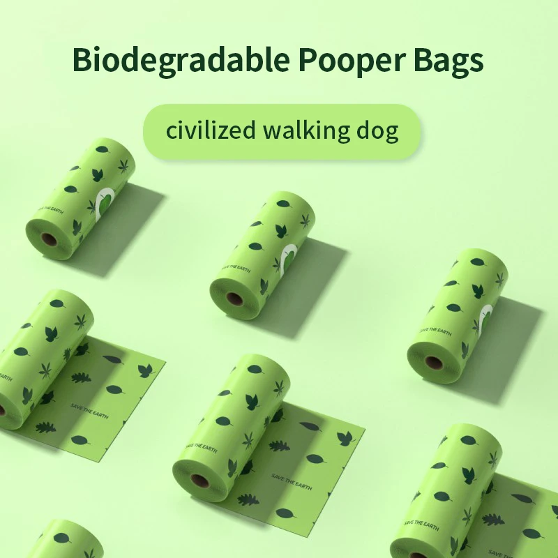LAIKA 100% Corn Starch Dog Poop Bag Biodegradable Garbage Dispenser Outdoor Waste Bags Dog Leash Pooper Bags Pick up Litter Tool