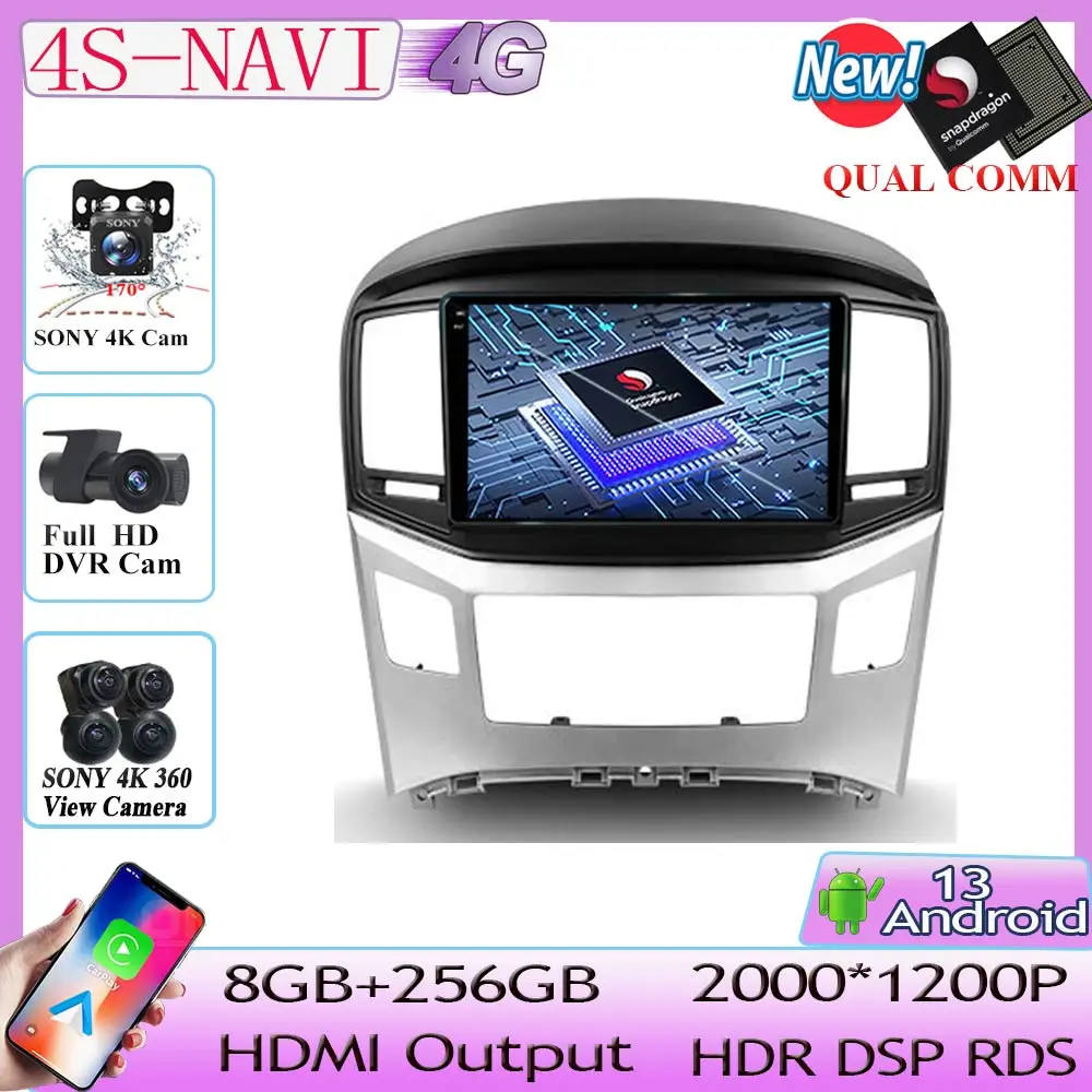 

Qualcomm For Hyundai H1 II 2 TQ 2015 - 2021 Auto Radio multimedia player Navigation Android 13 stereo head unit No 2 din DVD