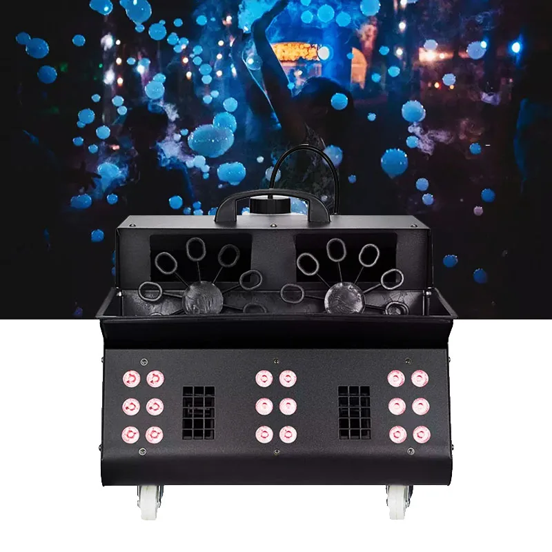 

1500 Вт RGB LED Dmx 512 автоматический воздуходувка для мыльных пузырей дымовая машина с беспроводным пультом дистанционного управления для сцены DJ свадьбы вечеринки шоу ребенка