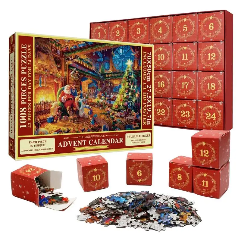 

Christmas Calendar Countdown Cardboard Jigsaw Puzzle Advent Calendar Educational and Creative Christmas Puzzle Fun for Kids