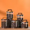 Wooden Handle Lid Glass Jars Condiment Storage Transparent Food Container Tea Coffee Beans Storage Sealed Bottles Kitchen 4