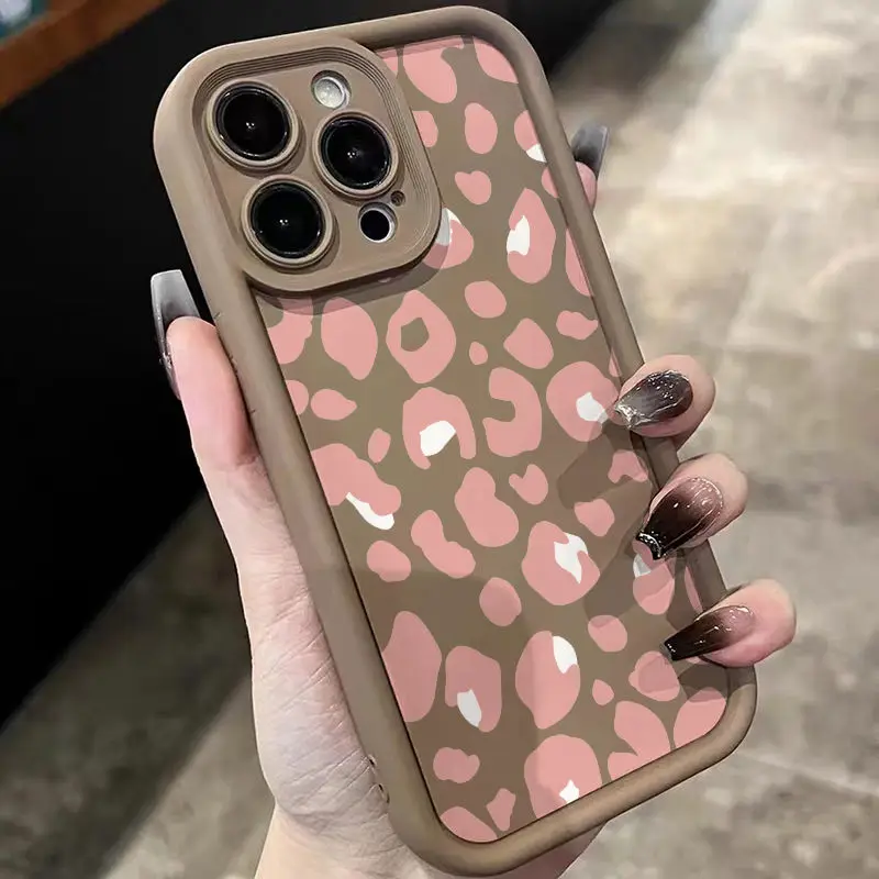 thumbnail image 1 of Funda de teléfono con estampado de leopardo rosa para iPhone, carcasa trasera de pantalla completa para iPhone 16, 15, 14, 13, 12, 11 Mini Pro Max, X, XR, XSMax, 6S, 6, 7, 8 Plus, SE20, Y2k, 1 of 5