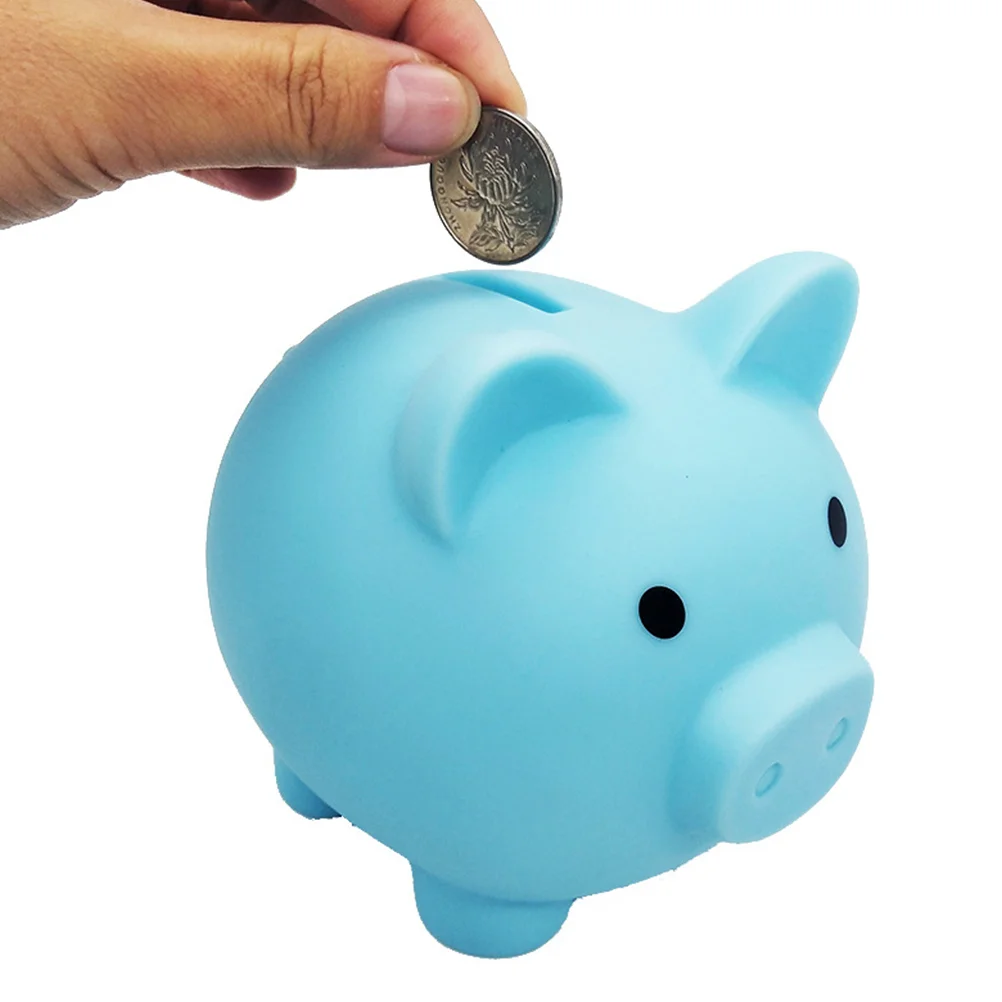 

Piggy Bank Small Cartoon Shaped Unbreakable Bank Change Storage Box Desktop Ornament for Kids Toddlers Blue