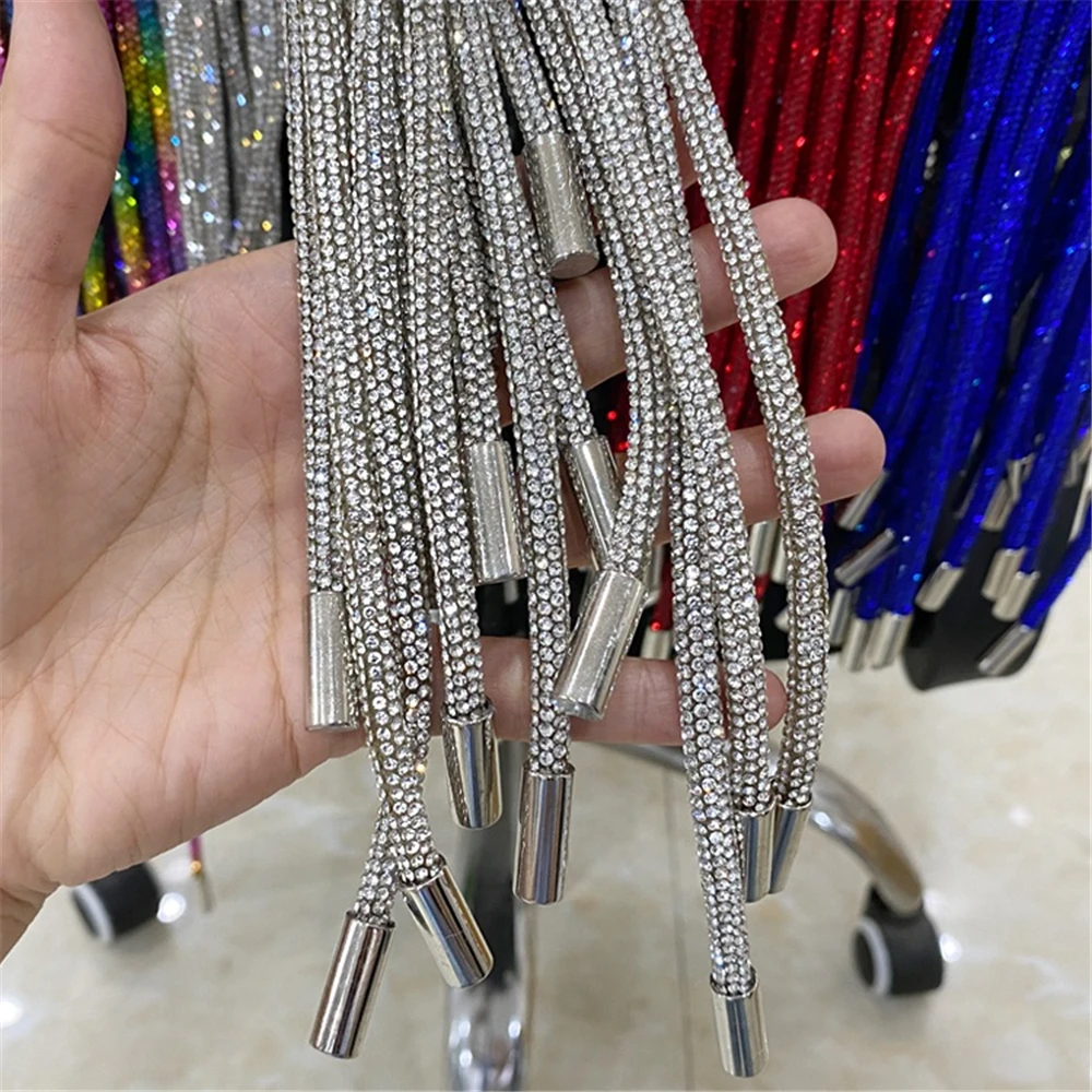 6 Pieces Rhinestone Shoe Laces Crystal Glitter Rope Rhinestone Hoodie  String Shiny Diamond Bling Drawstring Cord Replacement Rope Chain Round  Shoe