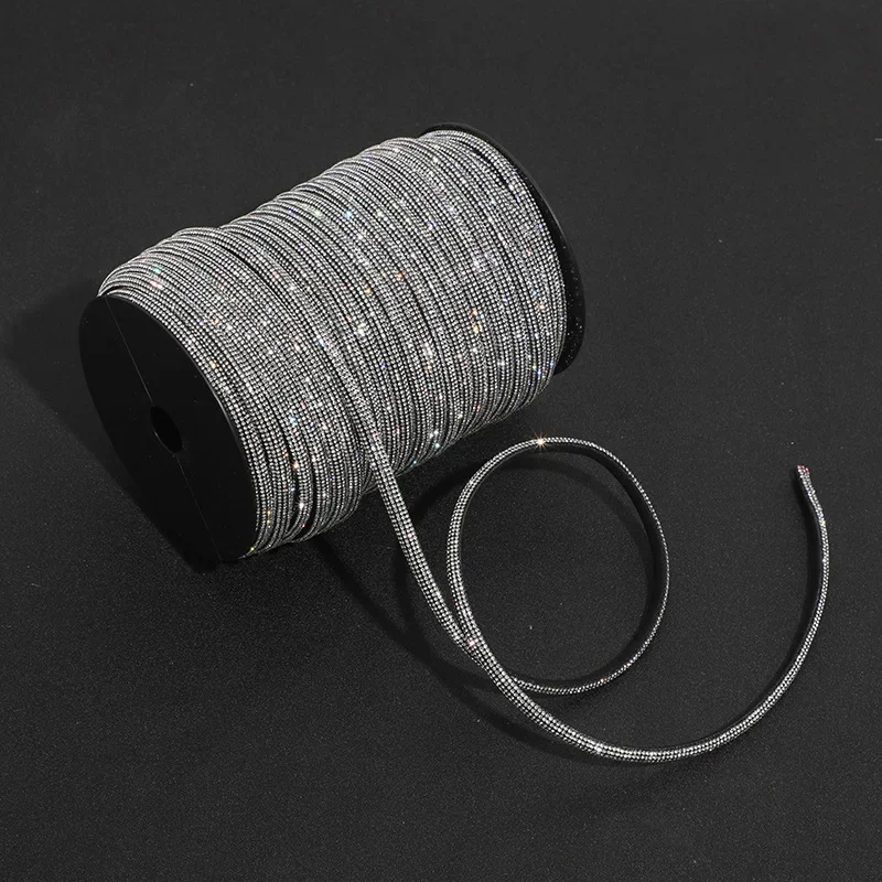 10/20/30/50yards Shiny Crystal Rope Half Round Water Rhinestone Rope DIY Drawstring for Clothing Bag Shoes Replacement String