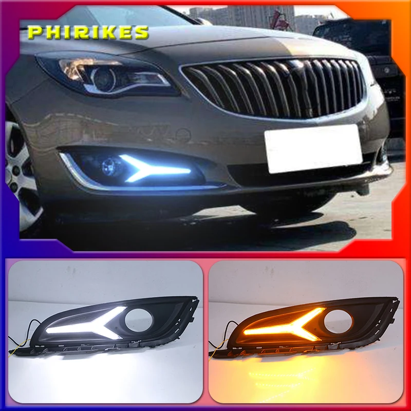 

2PCS For Buick Regal Opel Insignia 2014-2016 LED DRL Daytime Running Light Daylight With Turn Signal Lamp