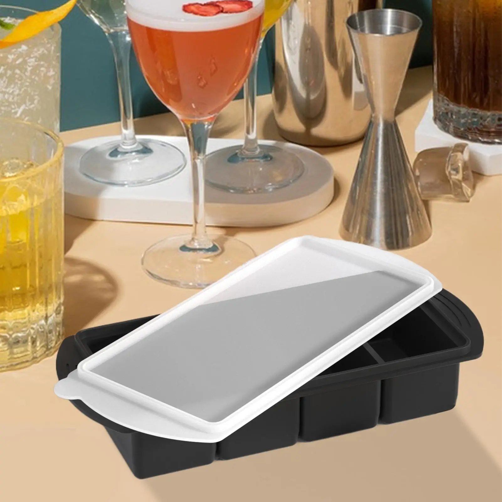 Description Picture 4 of itemFood Freezer Molds Silicone Portion Freezing Trays 4-Cavity Kitchen Container Hot Days Tool for Wine Champagne Restaurant