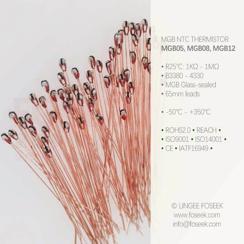 Lingee MGB12 1.25mm accuracy 1% glass-sealed NTC Thermistor Temperature Sensor