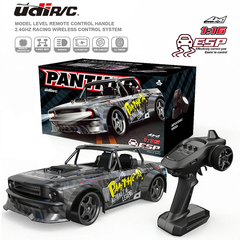 

UdiRC UD1602 Pro RC Drift Car 1/16 2.4GHz 4WD RC Racing Car High Speed Brushless Car RTR With Electronic Stability System