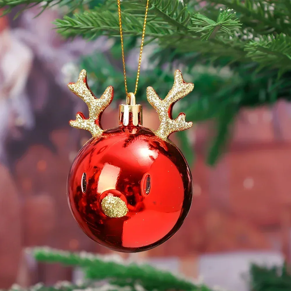 Elk Christmas Ball Ornaments Plastic Xmas Tree Hanging Pendants Christmas Holiday Party Decoration Supplies New Year Gift 4/1Pcs christmas decorations