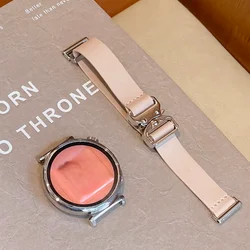 Luxury Horn Button Leather Strap for Women - Elegant Wrist Bracelet (Pink Beige)