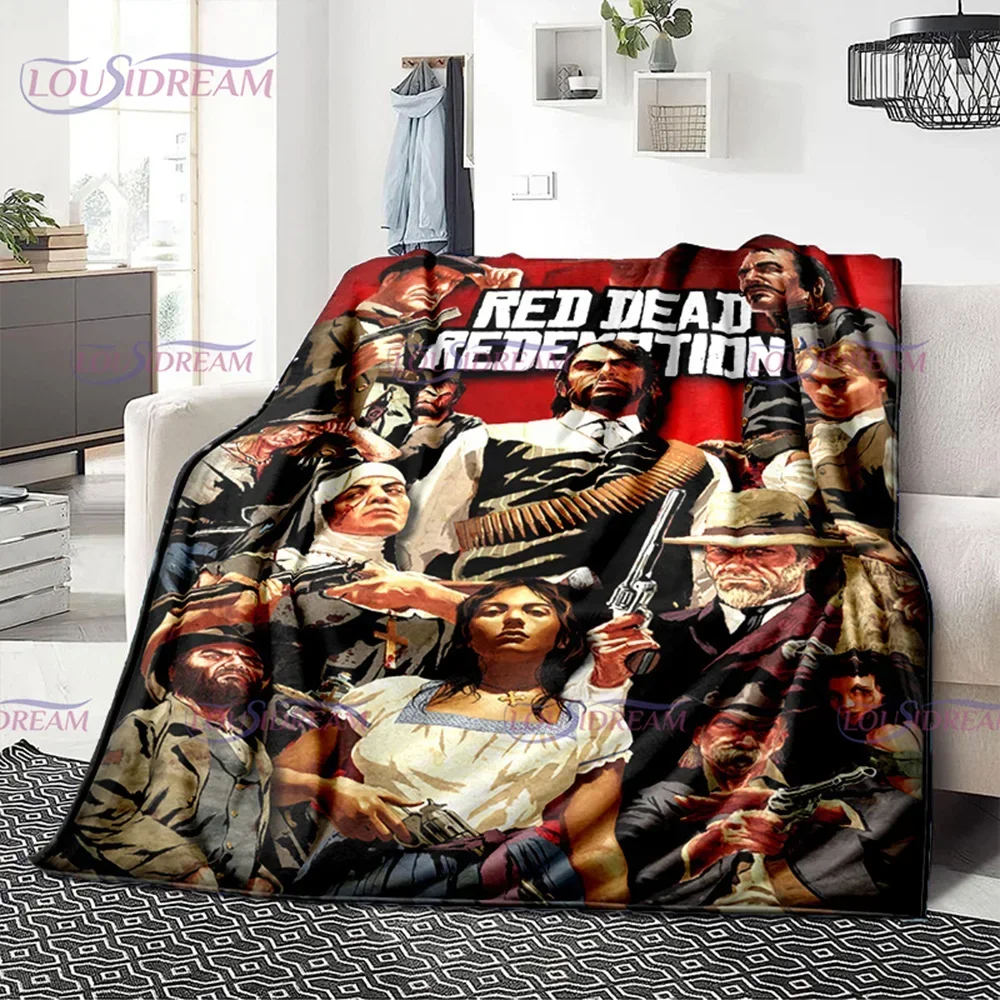 Game Red Dead Redemption Series Blanket John Marston Blanket Flannel Decoration Home Bedspread Cowboy Characters Blanket 5
