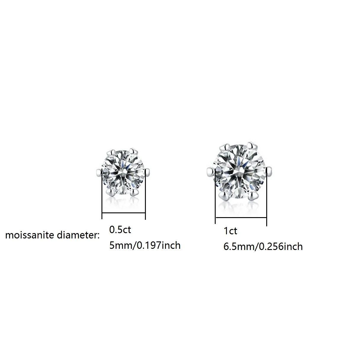 

1 Pair S925 Sterling Silver Moissanite Stud Earrings Elegant Six Claw Earrings Snowflake Wedding Jewelry Gift