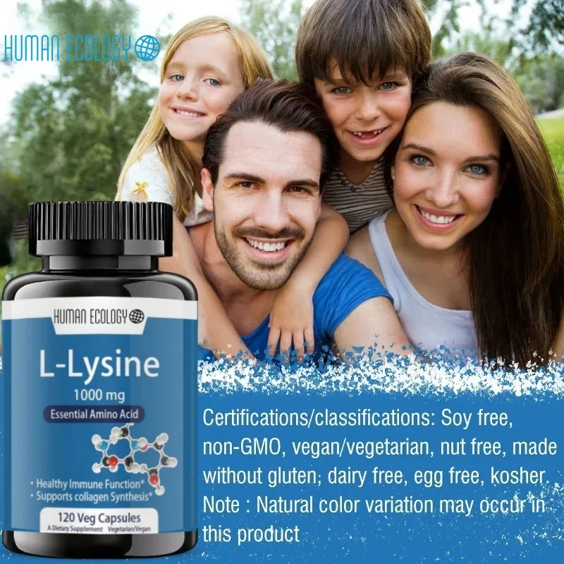 L-Lysine Tablets 1000mg 120 Enhance Absorption Assimilation Skin Lip Integrity Collagen Support