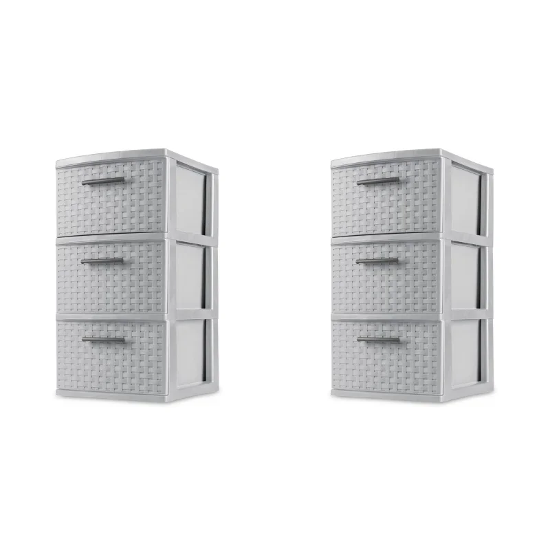 

Sterilite 3 Drawer Weave Tower Plastic, Cement, Set or 2